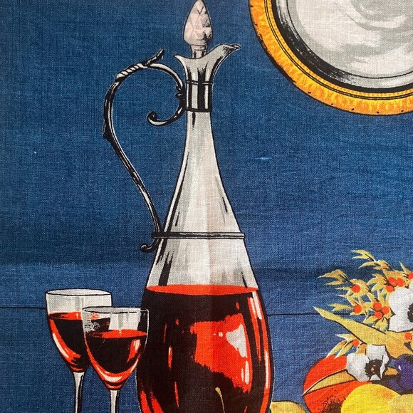 Ulster Irish Linen Tea Towels x 2 - Vintage Kitsch Tea Towel Wine, Nuts, Fruits - Picture 11 of 12